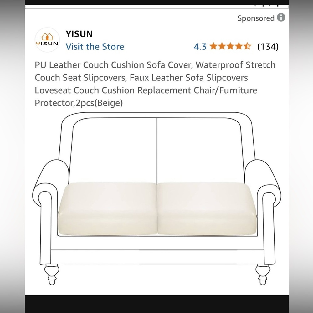4 Beige PU Leather Couch Cushion Cover